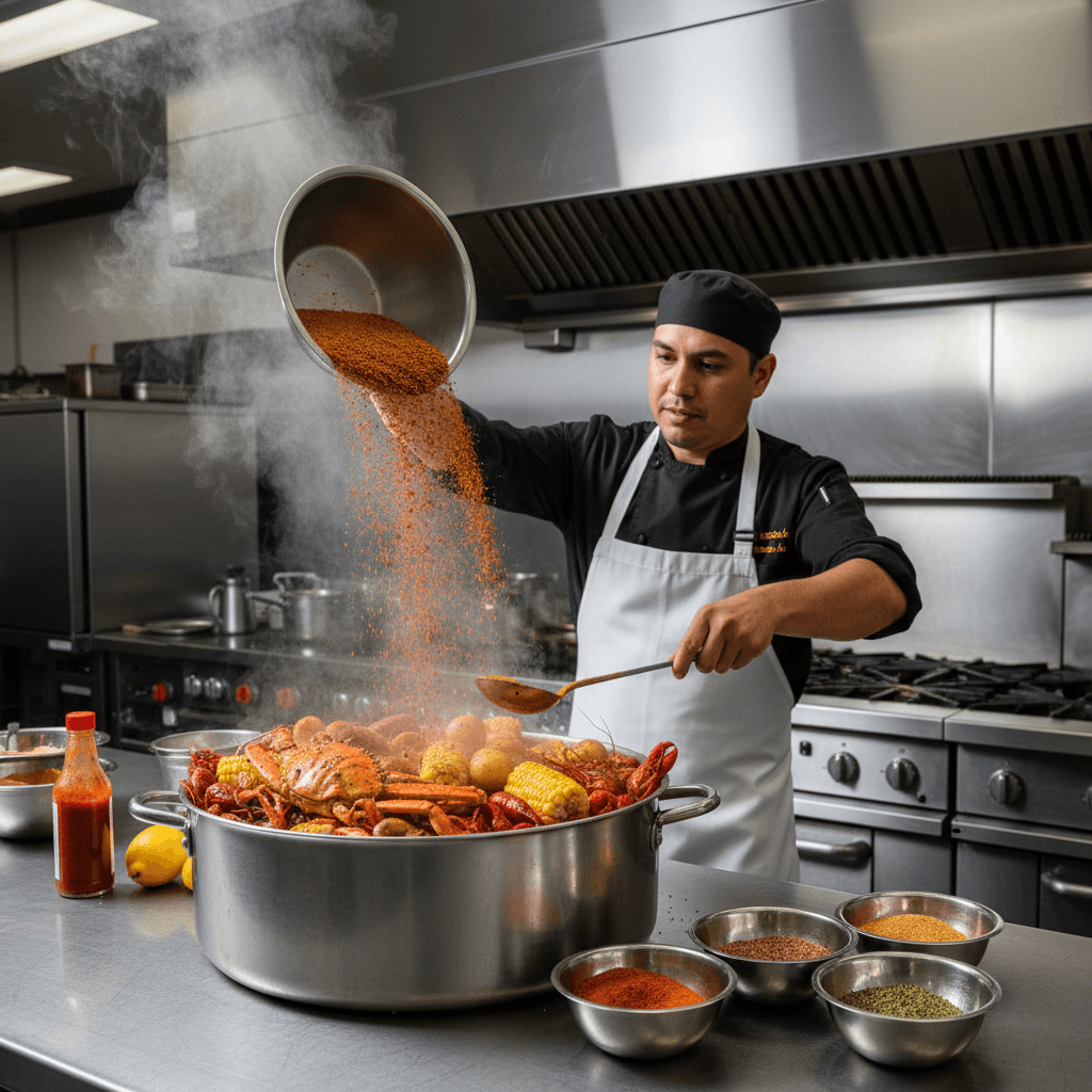 Seasoning a seafood boil