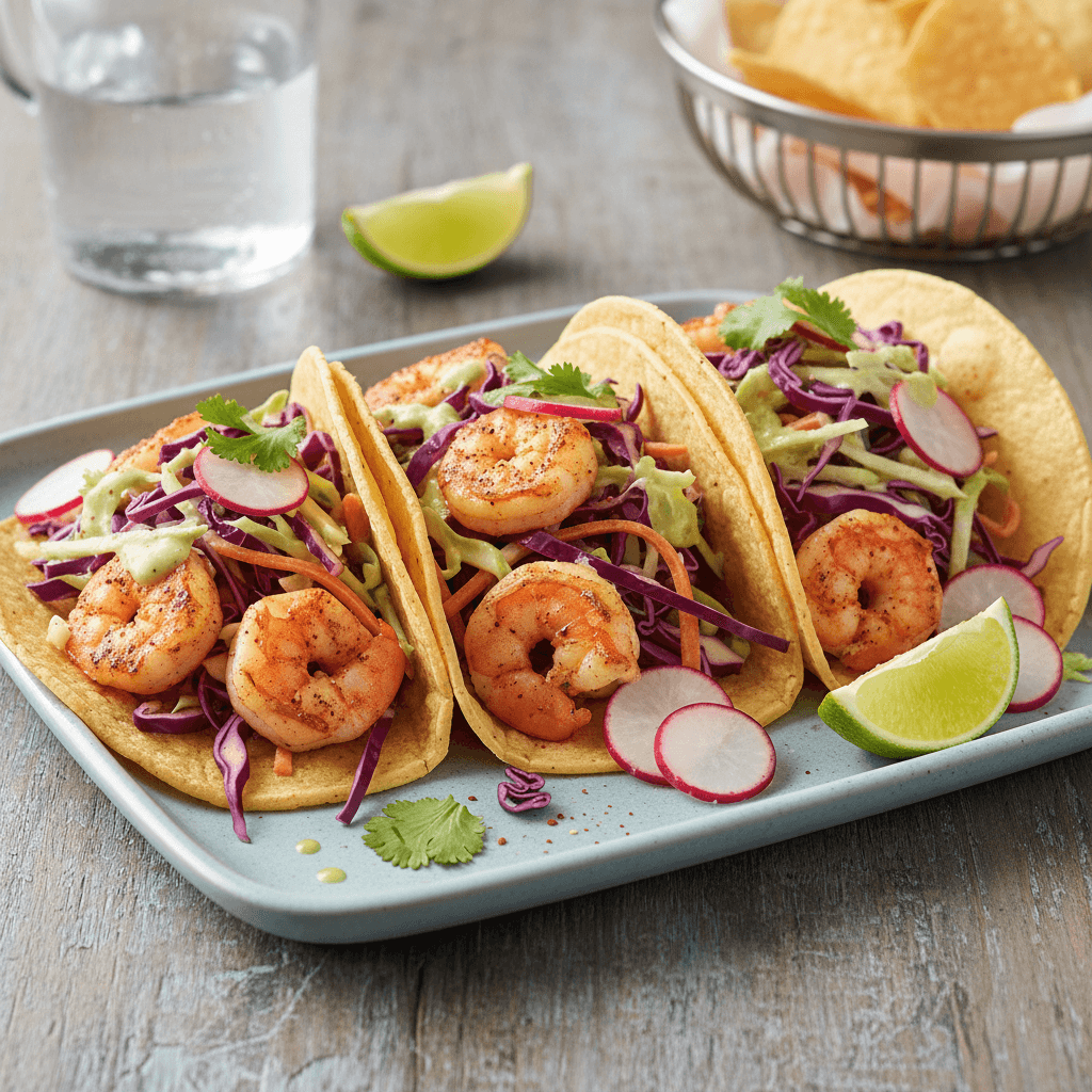 Shrimp tacos with slaw