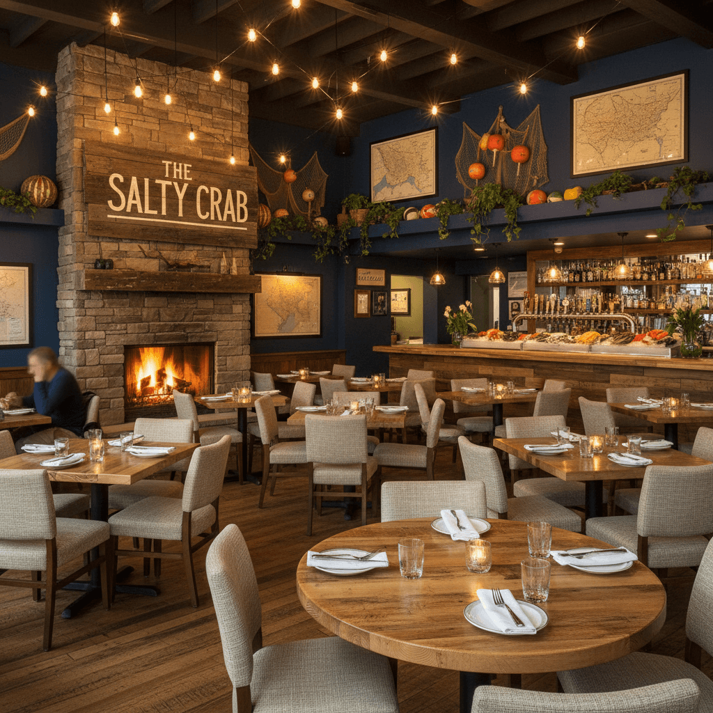 Cozy dining room with warm lighting