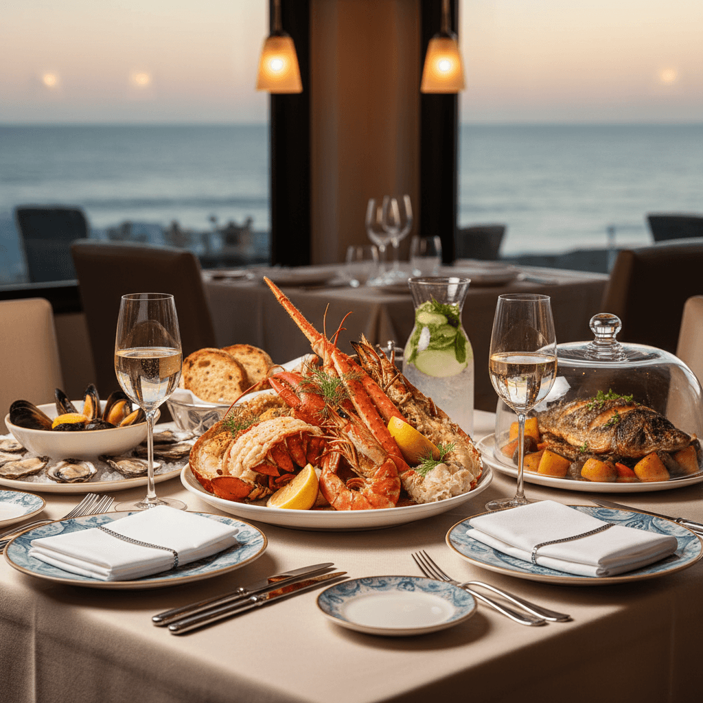 Table set for a seafood meal