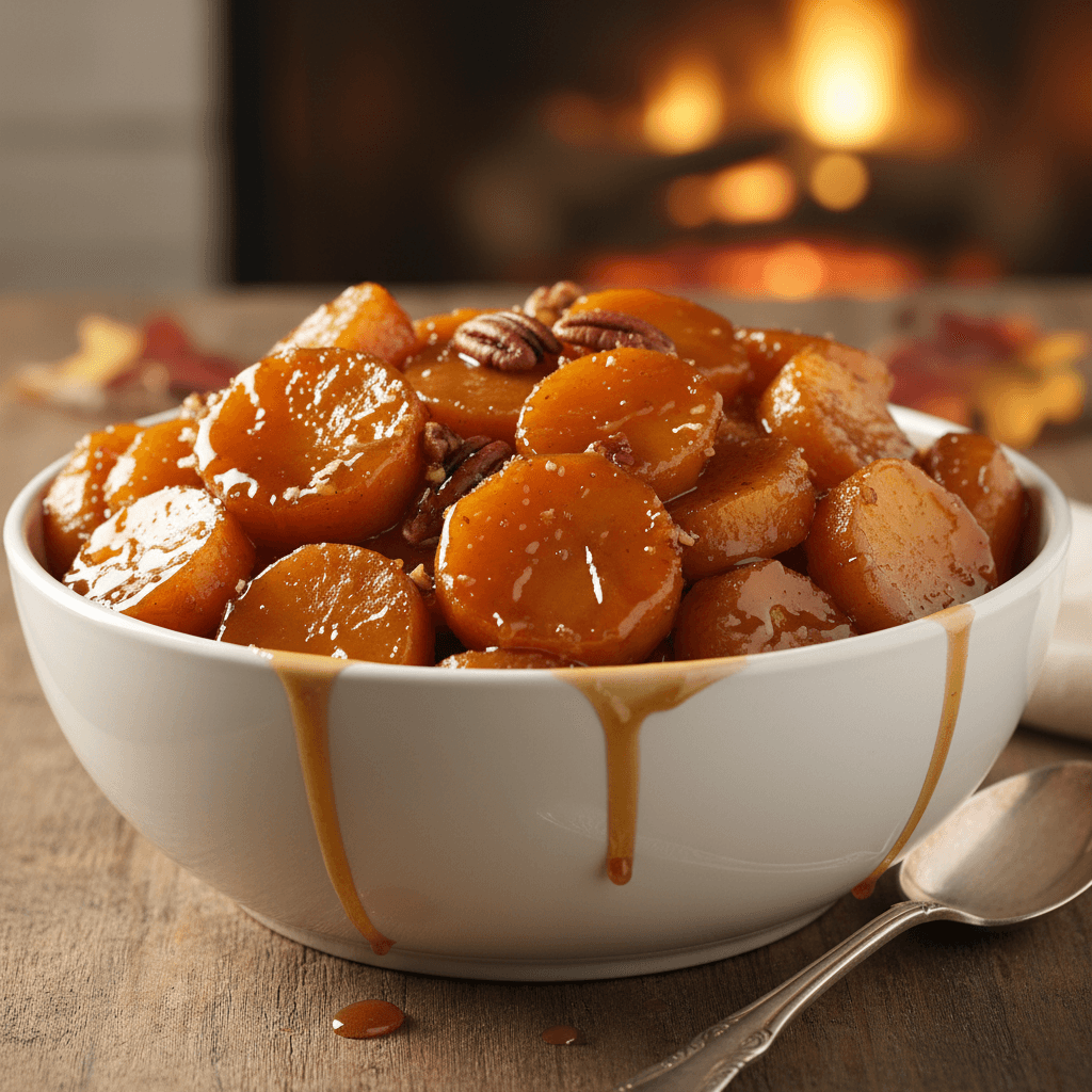 Candied yams in a dish