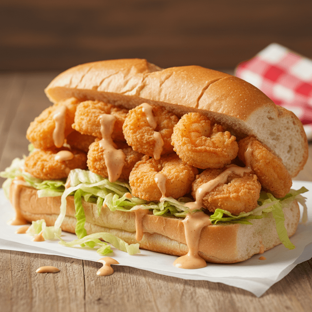 Shrimp po boy sandwich